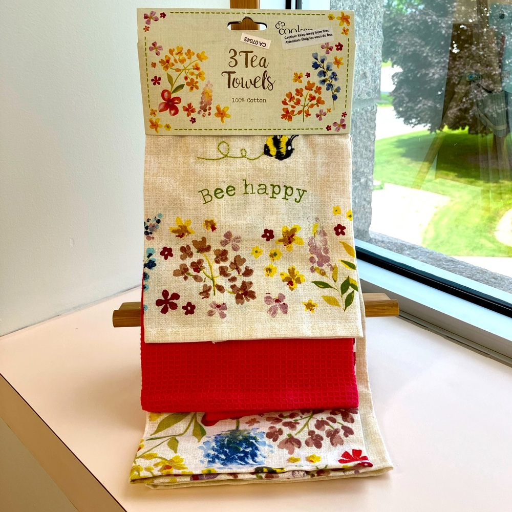 Set of 3 Tea Towels “Bee Happy”